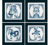 Unbekannt Lanarte Cruz Azul Delft Aida Cruz, algodón, Multicolor, 12 x 12 x 0.3 cm