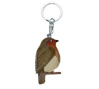 Unbekannt Llavero petirrojo de madera y metal, diseño de pájaro de jardín