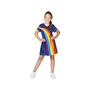 Unbekannt MEK3B2000170 K3 - Vestido de disfraces (6/8 años), color azul arco iris, talla 134, Donkerblauw Met Regenboog, Maat