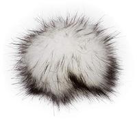 Unbekannt Pompón de piel sintética unisex con cierre de presión (1 unidad), blanco y negro, 12-14 cm, Clásico