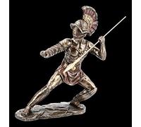 Unbekannt Romano Gladiador Figura - Murmillo en Lucha con Lanza y Casco Veronese Figura Decorativa, Artículo Decorativo, Escultura, Estatua, H 24 CM