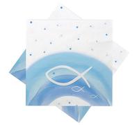 Unbekannt Servilletas con diseño de pez, color azul, arco iris, decoración de mesa, comunión, confirmación, bautizo, 20 unidades