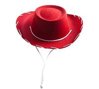 Unbekannt Sombrero de vaca rojo, 1 pieza de accesorios para niños para las vacaciones, decoración de fiesta, gorras de béisbol, botas de vaquero, para mujer, negro, rojo, Talla única