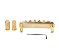 Unbilkdas Puente de Guitarra eléctrica Cordal de 6 Cuerdas, Puente de Guitarra de Metal, Puente con Montura de Rodillo Reversible, Fácil afinación y fijación de Cuerdas, Incluye 2 Tornillos (Oro)