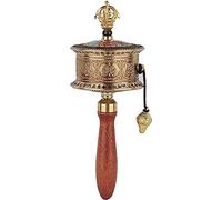 UNbit Cobre tibetano Ocho auspicioso rueda dorada de manivela, rueda de oración de manivela, colecciones tibetanas de mantra de seis caracteres