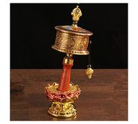 UNbit Instrumento de oración budista tibetano con giro manual for orar, rueda de oración tibetana de mano de cobre con base de loto y pergamino de mantra,A(Color:B)