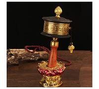 UNbit Instrumento de oración budista tibetano con giro manual for orar, rueda de oración tibetana de mano de cobre con base de loto y pergamino de mantra,A(Color:A)