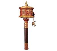UNbit Rueda de oración de mano, rueda de oración budista tibetana de cobre, con mango de madera, rueda de oración de las Escrituras for relajarse, orar, meditar y curar