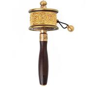 UNbit Rueda de oración de sándalo de latón, Om Mani Padme Hum tibetano, ocho ruedas de oración de manivela auspiciosas, suministros budistas tibetanos