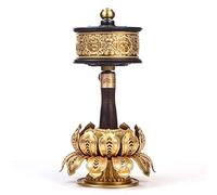 UNbit Rueda de oración tibetana de mano de cobre for orar, instrumento de oración budista tibetano con base de loto y pergamino de mantra