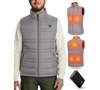 UNBON Chaleco Calefactable Hombre con Batería USB 10000mAh, Chaleco Térmico Eléctrico Calefactor Hombre con 3 Temperaturas 6 Zonas de Calor, Chaqueta Calefactable para Moto Caza Trabajo, Gris, S