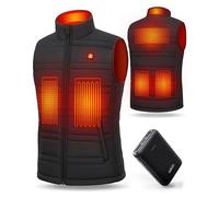 UNBON Chaleco Calefactable Hombre con Batería USB 10000mAh, Chaleco Térmico Eléctrico Calefactor Hombre con 3 Temperaturas 6 Zonas de Calor, Chaqueta Calefactable para Moto Caza Trabajo, Negro, 3XL
