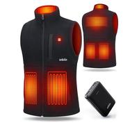 UNBON Chaleco Calefactable Hombre con Batería USB 10000mAh, Chaleco Térmico Eléctrico Polar, Chalecos Calefactor Hombre con 3 Temperaturas 6 Zonas Calefactables para Moto Caza Trabajo, Negro, L