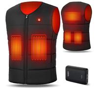 UNBON Chaleco Calefactable Hombre Mujer, Chaleco Térmico Eléctrico con Batería USB 10000mAh, Chaleco Calefactor 3 Temperaturas 6 Zonas Calefacción, Chalecos Calefactables para Moto Trabajo Negro 3XL