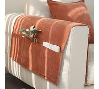 UNBOSTEN Organizador de sofá,Organizador para reposabrazos de sofá con Bolsillo Grande para Mando a Distancia de TV, reposabrazos Antideslizante, Bolsillo de Cama.-Grapefruit Orange||60 * 110cm
