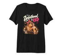 Unbothered and Iced Capybara Ice Coffee Chill Vibes Camiseta Premium