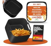 UNBOX 2PCS Molde Silicona Freidora de Aire para COSORI 4,7L, 5,5L, Cecotec 5,5L/6L, Moulinex 5L, Reutilizable Cuadrado Accesorios Freidoras de Aire, sin Aceite en lugar de Papel de Horno