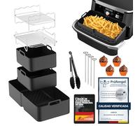 UNBOX Accesorios para Freidora de Aire, 15 Piezas - Accesorios AirFryer Doble para Cosori Dual Blaze TwinFry 10L, Ninja Flexdrawer AF500EU 10,4L,1×10,4L y 2×5,2L - Con Molde Silicona, sin BPA