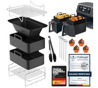 UNBOX Accesorios para Freidora de Aire, 15 Piezas - Accesorios AirFryer Doble para Ninja Foodi AF400EU, AF451, AF300EU, COSORI 8,5L, Cookwise 9L, Princess 8L - Con Molde de Silicona y Ebook de Recetas