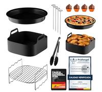 UNBOX Accesorios para Freidora de Aire COSORI 6L, 6,2L, 6,4L - Accesorios Airfryer Cuadrada para Cecotec 7,6L, Russell Hobbs 8 L - Con Molde de Silicona y Ebook de Recetas