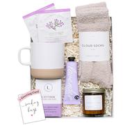 Unboxme Lavender Spa Gift Set - Relaxation Gifts For Women - Get Well Soon Gift Basket with Scented Candle Bath Bomb Soap