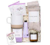Unboxme Lavender Spa Gift Set - Relaxation Gifts For Women - Get Well Soon Gift Basket with Scented Candle Bath Bomb Soap