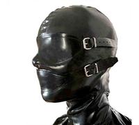 UnBra Pasión Toys BD32 Máscara de látex de goma con capucha para sombra de ojos para fiesta, sexo BD32 (XL, negro)