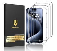 UNBREAKcable 3 Piezas Protector de Pantalla para iphone 16 Pro, Cristal Templado Armorite Ultrarresistente [1:1 Cobertura Completa] [Marco de Instalación Fácil] [Dureza 9H] [99,99% HD]