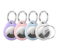 UNBREAKcable 360° Protectora Funda para AirTag, Llavero para AirTags [Fácil de Instalar] [Arañazos] TPU Funda Completa con 304 Llavero de Acero Inoxidable, Multicolor - 4 Paquetes