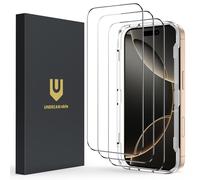 UNBREAKcable Pack de 3 para iPhone 16 Pro para cristal blindado, para protector de pantalla de cristal [1:1 cobertura completa] [marco de instalación fácil] [dureza 9H] [99,99% HD] para Apple 16Pro