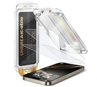 UNBREAKcable Paquete de 2 protectores de pantalla de vidrio templado para iPhone 16 Pro, eliminación automática de polvo, militar 9H, inastillable, sin burbujas, compatible con fundas, transparente HD