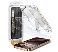 UNBREAKcable Paquete de 2 protectores de pantalla de vidrio templado para iPhone 16 Pro Max, eliminación automática de polvo, militar 9H, inastillable, sin burbujas, compatible con fundas
