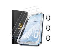 UNBREAKcable Paquete de 3 protectores de pantalla para iPhone 17 Air con protección de cámara, dureza 9H, claridad HD, antihuellas, compatible con fundas, 3 protectores de vidrio templado + 3