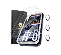 UNBREAKcable Paquete de 3 protectores de pantalla para iPhone 17 Pro Max con protección de cámara, dureza 9H, claridad HD, antihuellas, compatible con fundas, 3 de vidrio templado + 3 protectores de