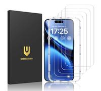 UNBREAKcable Paquete de 4 protectores de pantalla para iPhone, vidrio templado doble inastillable [marco de fácil instalación] [dureza 9H] [99.99% transparente HD] [Compatible con fundas