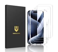 UNBREAKcable Protector de Pantalla de Cristal Templado inastillable para iPhone 15 Pro MAX [Paquete de 3] [99,99% HD Claro] [Marco de fácil instalación] [Dureza 9H] [Sin Burbujas] para Apple 6.7""