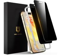 UNBREAKcable Protector de Pantalla de Privacidad para iPhone 15 Pro MAX, 6,7 Pulgadas, Antiespia Cristal Vidrio Templado, Antiespía de 28°, Marco de Fácil Instalación, Funda Amistoso-2 Unidades