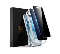 UNBREAKcable Protector de pantalla de privacidad para iPhone 15, vidrio templado inastillable antiespía [verdadero antiespía de 28°] [dureza 9H] [marco de fácil instalación] Protector negro para