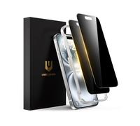 UNBREAKcable Protector de pantalla de privacidad para iPhone 16 Plus, vidrio templado inastillable antiespía [verdadero antiespía de 28°] [dureza 9H] [marco de fácil instalación] Protector negro para