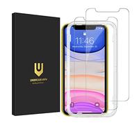 UNBREAKcable Protector de pantalla iPhone, doble vidrio templado HD irrompible [cobertura completa][marco de instalación fácil][dureza 9H][compatible con funda]