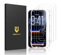 UNBREAKcable Protector de pantalla iPhone, doble vidrio templado HD irrompible [cobertura completa][marco de instalación fácil][dureza 9H][compatible con funda]