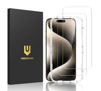 UNBREAKcable Protector de pantalla iPhone, doble vidrio templado HD irrompible [cobertura completa][marco de instalación fácil][dureza 9H][compatible con funda]