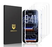 UNBREAKcable Protector de pantalla iPhone, doble vidrio templado HD irrompible [cobertura completa][marco de instalación fácil][dureza 9H][compatible con funda]