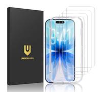 UNBREAKcable Protector de pantalla iPhone, doble vidrio templado HD irrompible [cobertura completa][marco de instalación fácil][dureza 9H][compatible con funda]