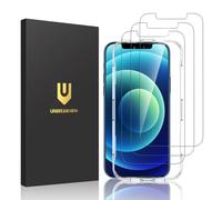 UNBREAKcable Protector de Pantalla para iPhone 12/12 Pro, 6,1 Pulgadas, Vidrio Templado Doble Inastillable, Marco de Fácil Instalación, Funda Amistoso,99,99% HD-3 Unidades
