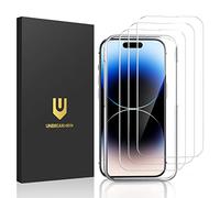 UNBREAKcable Protector de Pantalla para iPhone 14 Pro, 6,1 Pulgadas, Vidrio Templado Doble Inastillable, Dureza 9H, Marco de Fácil Instalación, Funda Amistoso,99,99% HD-3 Unidades