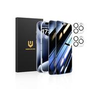UNBREAKcable Protector de Pantalla Privado para iPhone 15 Pro Max (6,7 Pulgadas), Paquete de 2 + 2 Protectores de Lente｜Ángulo Anti-Espía de 25°｜Dureza 9H｜Antihuellas｜Vidrio Templado HD