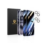 UNBREAKcable Protector de Pantalla Privado para iPhone 16 (6,1 Pulgadas), Paquete de 2 + 2 Protectores de Lente｜Ángulo Anti-Espía de 25°｜Dureza 9H｜Antihuellas｜Vidrio Templado HD