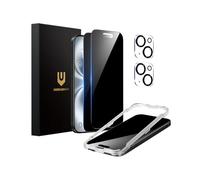 UNBREAKcable Protector de Pantalla Privado para iPhone 16 Plus (6,7 Pulgadas), Paquete de 2 + 2 Protectores de Lente｜Ángulo Anti-Espía de 25°｜Dureza 9H｜Antihuellas｜Vidrio Templado HD