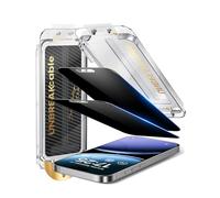 UNBREAKcable Protector Pantalla Privacidad para iPhone 16 Pro, Cristal Vidrio Templado [Instalación en un Solo Paso] [25° Antiespía] [Dureza 9H] [Sin Burbujas] 6.3"- 2 Unidades